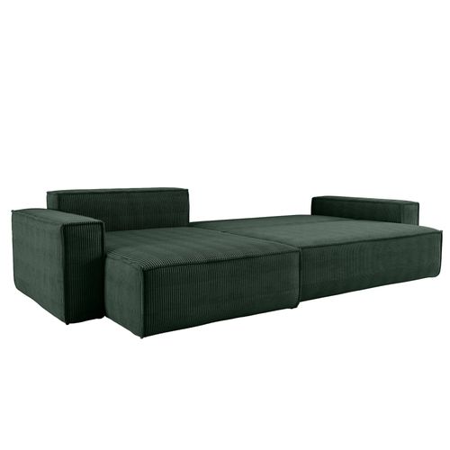 Canapé D’angle Convertible Réversible Carlos XL – Velours Côtelé Vert Bouteille Fonction Couchage