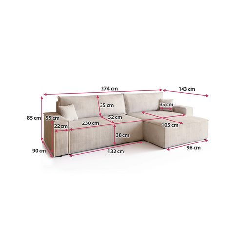 Canapé D’angle Convertible Réversible Carlos XL – Velours Côtelé Vert Bouteille Fonction Couchage