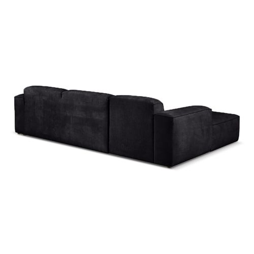 Canapé D’angle Luxor L Droit Convertible Avec Coffre – Salon Moderne, Lit D’appoint, Tissu Noir