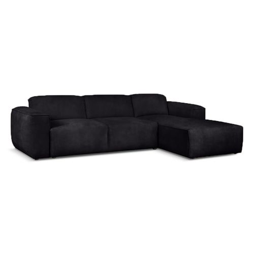 Canapé D’angle Luxor L Droit Convertible Avec Coffre – Salon Moderne, Lit D’appoint, Tissu Noir