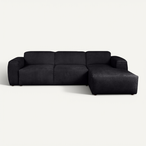 Canapé D’angle Luxor L Droit Convertible Avec Coffre – Salon Moderne, Lit D’appoint, Tissu Noir