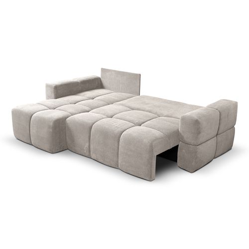Canapé D’angle Modena Réversible Convertible Avec Coffre – Lit D’appoint, Design Moderne, Tissu Gris