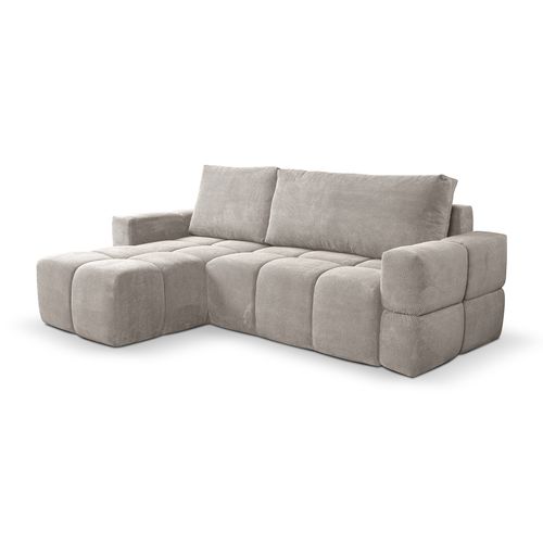 Canapé D’angle Modena Réversible Convertible Avec Coffre – Lit D’appoint, Design Moderne, Tissu Gris