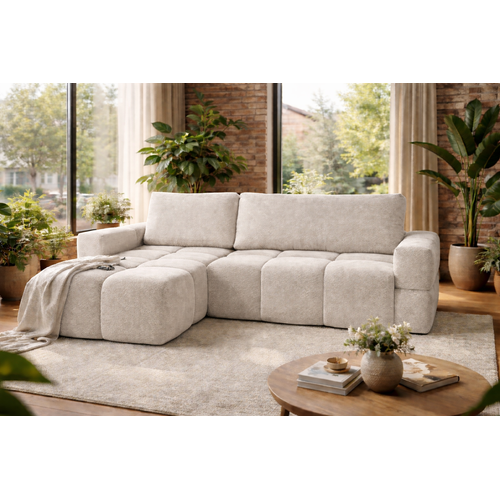 Canapé D’angle Modena Réversible Convertible Avec Coffre – Lit D’appoint, Design Moderne, Tissu Gris