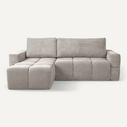 Canapé D’angle Modena Réversible Convertible Avec Coffre – Lit D’appoint, Design Moderne, Tissu Gris