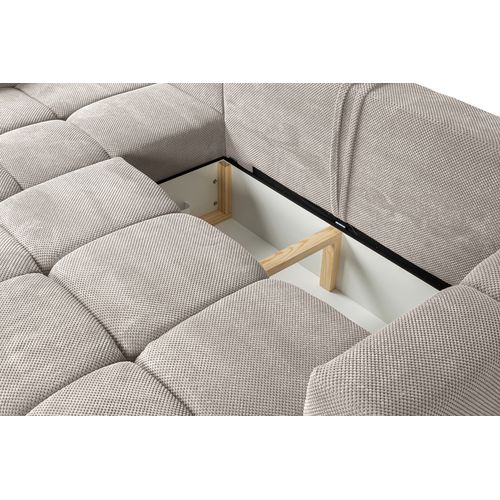 Canapé D’angle Modena Réversible Convertible Avec Coffre – Lit D’appoint, Design Moderne, Tissu Gris
