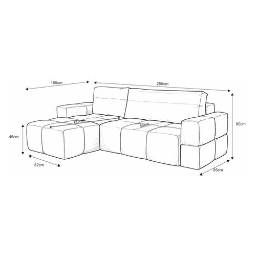 Canapé D’angle Modena Réversible Convertible Avec Coffre Design Moderne, Tissu Moutarde