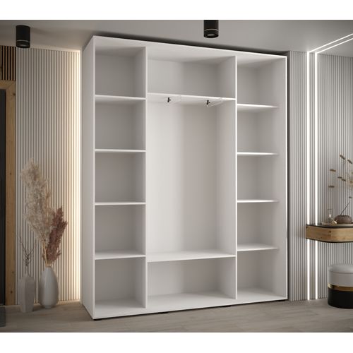 Armoire Davos 1 À Portes Coulissantes 200x45x235.5 Cm - 3 Portes - Blanc Et Or