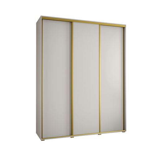 Armoire Davos 1 À Portes Coulissantes 200x45x235.5 Cm - 3 Portes - Blanc Et Or