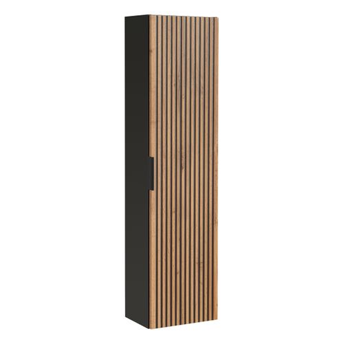 Meuble Colonne De Salle De Bain  à Suspendre Xilo Noir Chêne 35/140 Cm