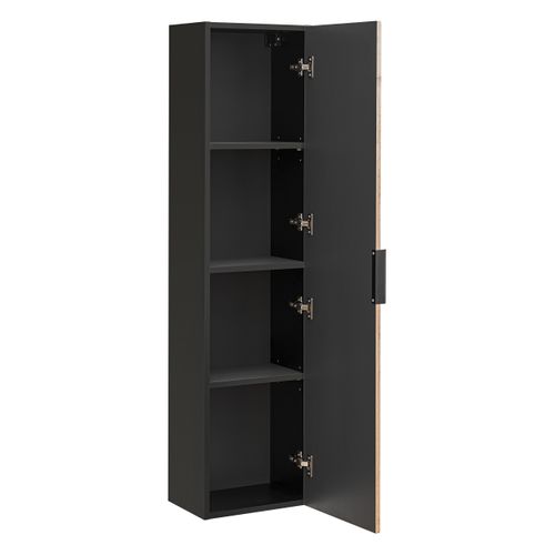 Meuble Colonne De Salle De Bain  à Suspendre Xilo Noir Chêne 35/140 Cm