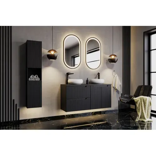 Meuble Suspendu Sous Vasque Avec Les Portes Nova Noir 50 Cm