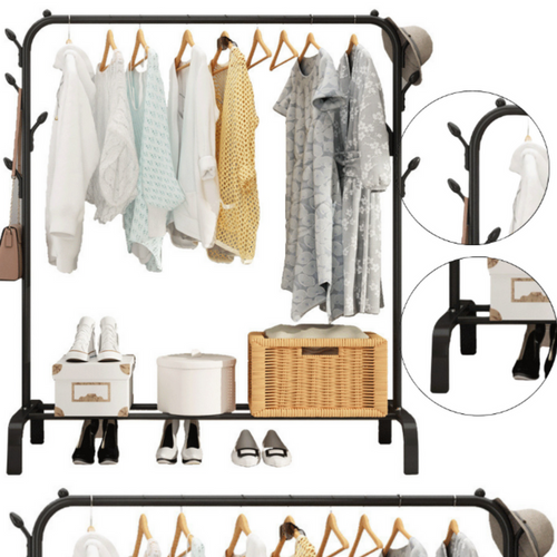 Portant Penderie à Vêtements Avec étagères à Chaussures 143x96x42 Cm