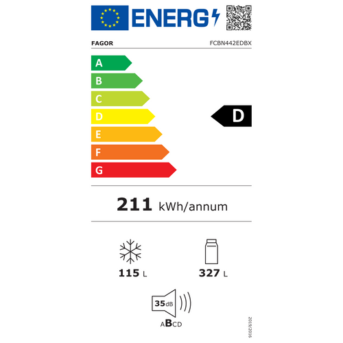 Réfrigérateur congélateur 442l Froid ventilé - Fcbn442edbx
