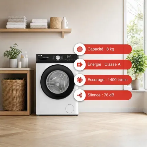 Lave-linge hublot FAGOR FLFP814A15BN 8kg Blanc