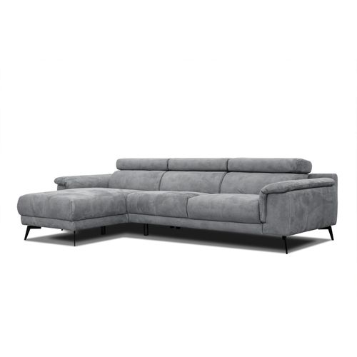 Canapé D'angle Gauche 4 Places Tissu Gris  - Fiero