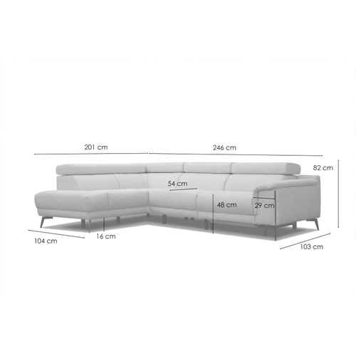 Canapé D'angle Gauche 4 Places Avec Un Relax Électrique Tissu Marron Clair - Matera