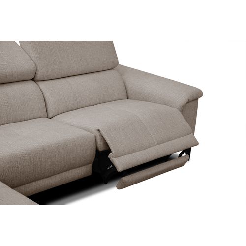 Canapé D'angle Gauche 4 Places Avec Un Relax Électrique Tissu Marron Clair - Matera