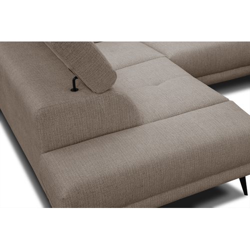 Canapé D'angle Gauche 4 Places Avec Un Relax Électrique Tissu Marron Clair - Matera