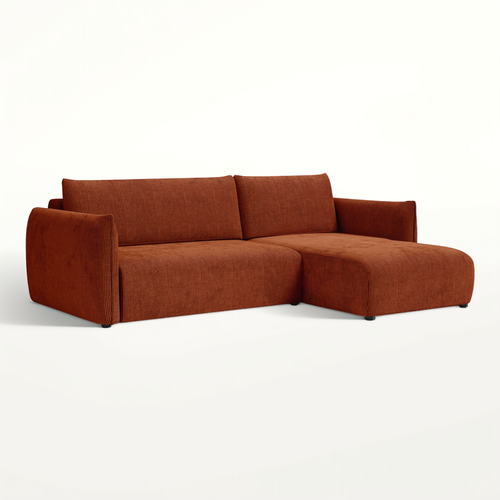 Canapé D'angle Gauche 3 Places Tissu Orange - Tauer
