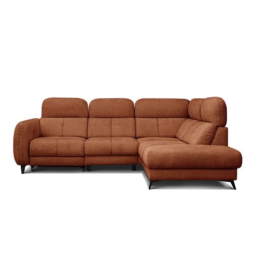 Sven Canapé D’angle 4 Places, 1 Relax, Appuie-tête Réglables, Orange Foncé