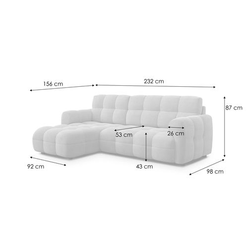 Canapé D'angle Gauche 3 Places Mellow, Tissu Orange
