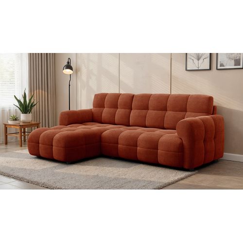 Canapé D'angle Gauche 3 Places Mellow, Tissu Orange