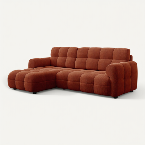 Canapé D'angle Gauche 3 Places Mellow, Tissu Orange