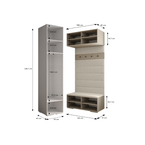 Armoire Inova 3 100/47/236,7 2 Portes (cachemire)