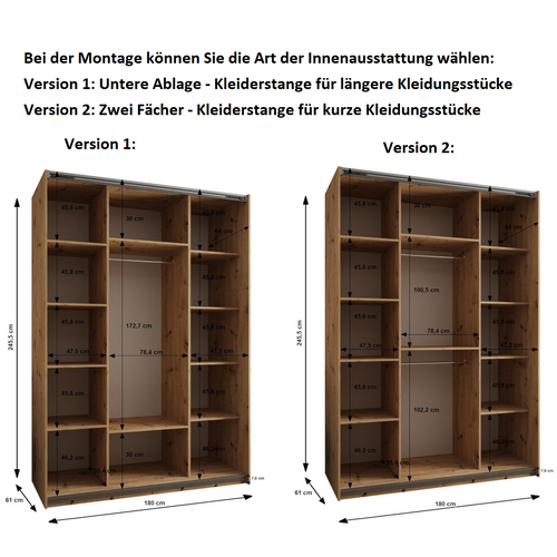 Armoire Lux 2 à Portes Coulissantes 245,5 180 64 2 Portes