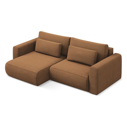 Canapé D’angle 2,5 Places Gauche Convertible Kapua En Tissu Texturé Terracotta Foncé