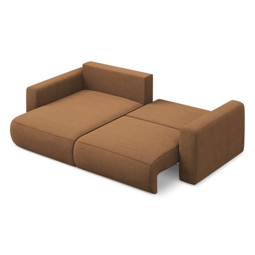 Canapé D’angle 2,5 Places Gauche Convertible Kapua En Tissu Texturé Terracotta Foncé