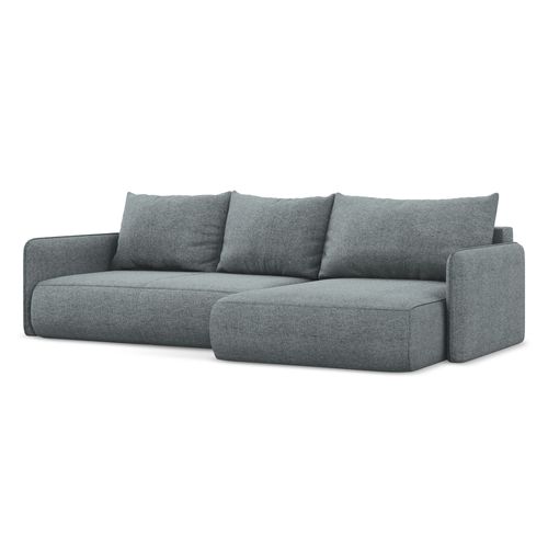 Canapé D’angle 3 Places Droit Convertible Nanea En Tissu Chenille Jeans