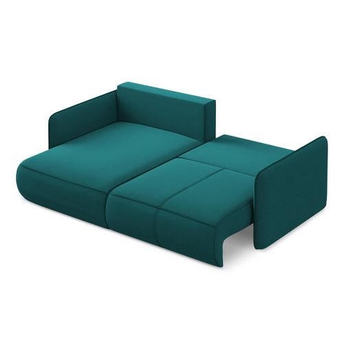 Canapé D’angle 2,5 Places Gauche Convertible Nanea En Velours Marin