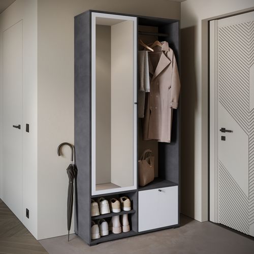 Ensemble Vestiaire Dafni Avec Miroir 90x190x33, Matera/blanc