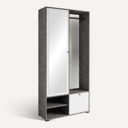 Ensemble Vestiaire Dafni Avec Miroir 90x190x33, Matera/blanc
