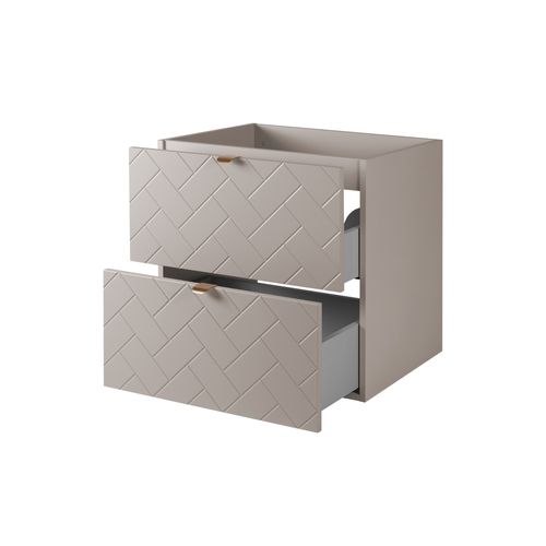 Meuble Sous Vasque Madis Cachemire 60 Cm Avec Le Plan Chêne