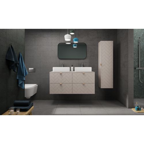 Meuble Sous Vasque Madis Cachemire 60 Cm Avec Le Plan Chêne