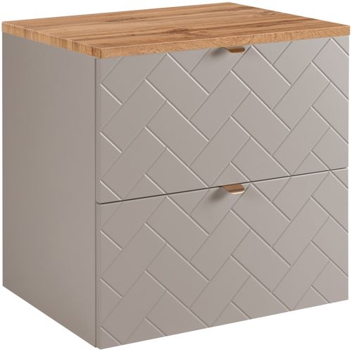 Meuble Sous Vasque Madis Cachemire 60 Cm Avec Le Plan Chêne