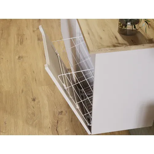 Meuble Bas De Salle De Bain Avec Panier à Linge Et Plan Nova Noir 40 Cm