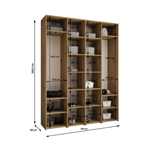 Armoire 4 Portes Como 4 245.5/200/40 (blanc/or)
