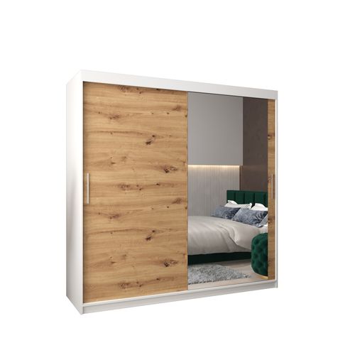 Armoire Tokyo 2 à Portes Coulissantes 200/200/62 2 Portes (blanc/artisan)