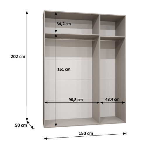 Armoire à Portes Battantes Marbella 2 202/150/52 3 Portes (marron/noir)