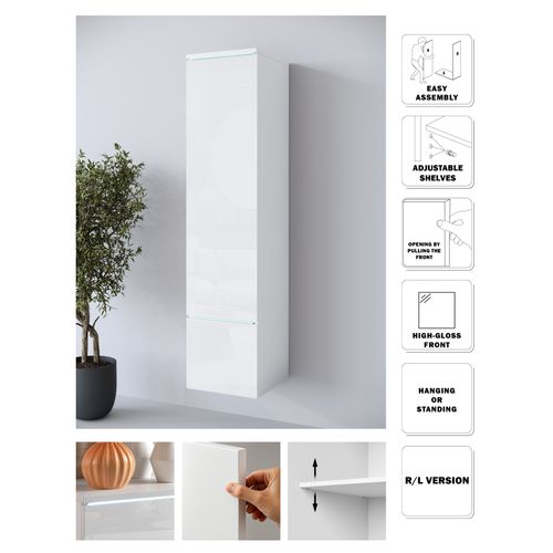Meuble Veve 01 Avec éclairage LED / Blanc / Blanc Brillant