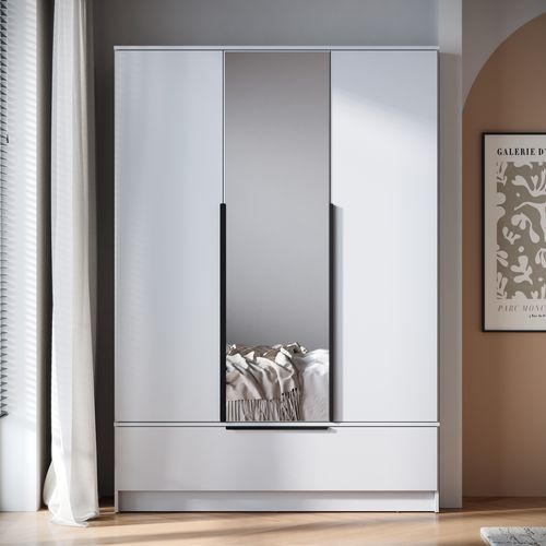 Armoire Split 3d Avec étagères Supplémentaires, Blanc Mat