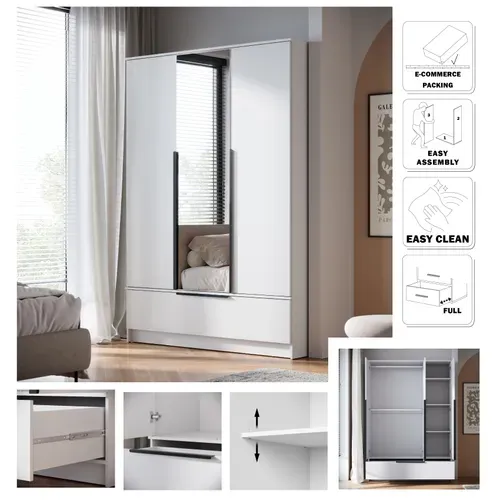 Armoire Split 3d Avec étagères Supplémentaires, Blanc Mat