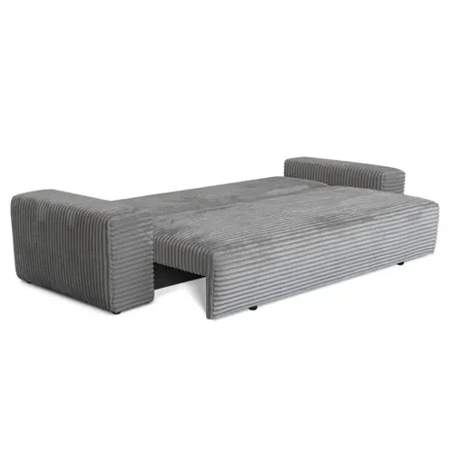 Canapé Convertible Avec Coffre Velours Côtelé Gris Clair Cordo