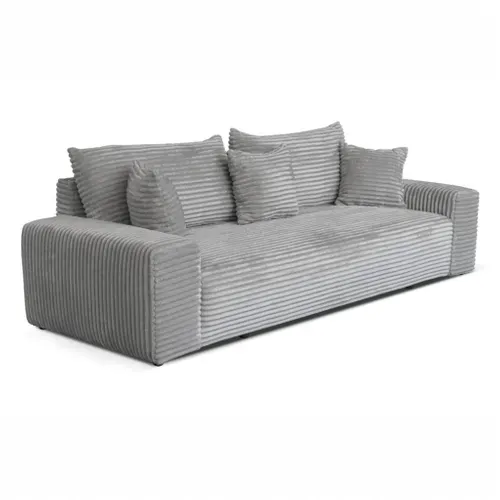 Canapé Convertible Avec Coffre Velours Côtelé Gris Clair Cordo