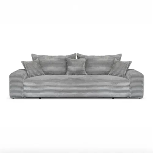 Canapé Convertible Avec Coffre Velours Côtelé Gris Clair Cordo