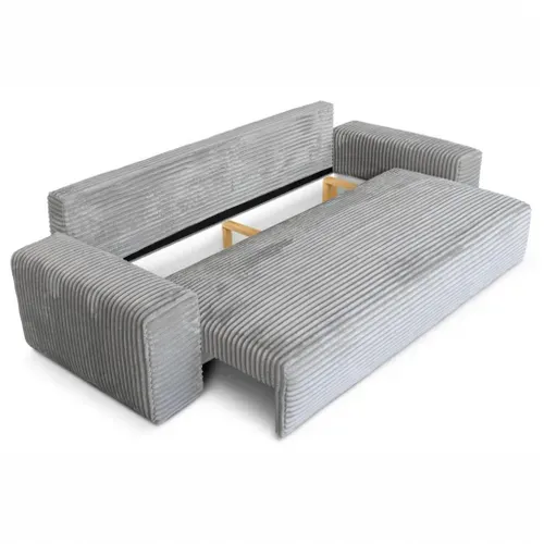 Canapé Convertible Avec Coffre Velours Côtelé Gris Clair Cordo